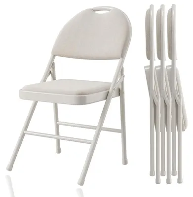 Produktbild von Klappstühle 4er Set - Esszimmerstuhl & Campingstuhl - Metallgestell - Gepolsterter Sitz und Rückenlehne - bis 150 kg - 47x50x88,4 cm - Weiß