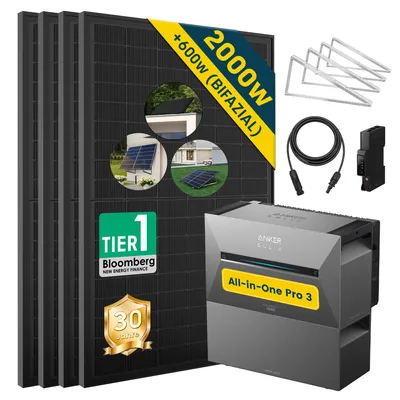 Produktbild von ALLDREI Balkonkraftwerke mit Speicher Anker Solix Solarbank 3 E2700 Pro & BP2700x1,Komplettset mit 4x500W Bifazialer Solarpanel & Smarten Zähler