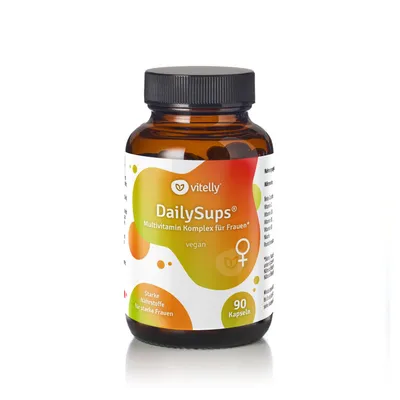 Produktbild von DailySups® Multivitamin für Frauen – 90 Kapseln – 14 Vitamine & Mineralstoffe – mit Vitamin C, D3, Zink & Selen – Immunsystem & Energie