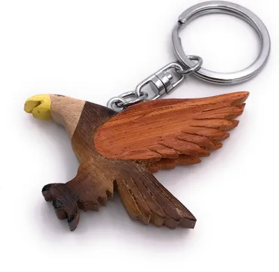 Produktbild von Onwomania Schlüsselanhänger aus Holz Adler Eule Vogel Greifvogel Anhänger Charm