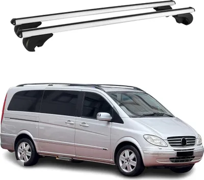 Image de Barres de toit Transversales pour Mercedes Viano Vito 2003-2014 Aluminium Argent