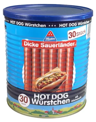 Zdjęcie produktu dla Metten Grube kiełbaski Sauerland Hot Dog 30x50g opakowanie 2700g