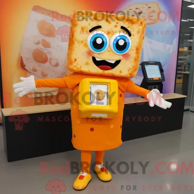 Produktbild von Orange REDBROKOLY gegrilltes Käsesandwich-Maskottchenkostüm mit Minikleid und Digitaluhren