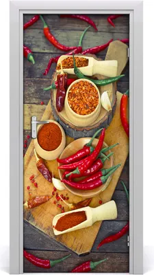 Produktbild von Tulup Türaufkleber 85x205 cm Dekorative Aufkleber Selbstklebend Wasserdichte Tapete Abnehmbar Schlafzimmer Wohnzimmer Wohnkultur - Chilischoten