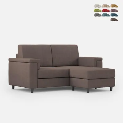Produktbild von Moderner 2-Sitzer Stoffsofa 168cm mit Hocker Marrak 140P - Braun