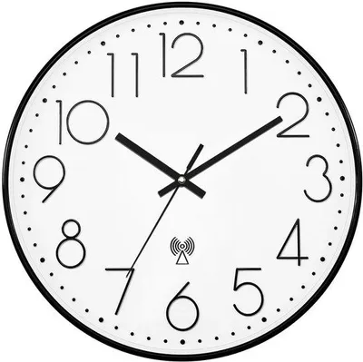 Obrázek produktu pro Rádiem řízené nástěnné hodiny, 30 cm, tiché, moderní, černobílé, do obývacího pokoje, ložnice, kanceláře
