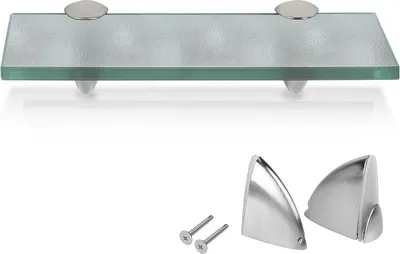 Obrázek produktu pro Skleněná police 20x10x0,8 cm s držákem Skleněná police Nástěnná police Koupelnová police Závěsná police Matné sklo