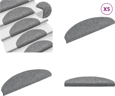 Zdjęcie produktu dla vidaXL Samoprzylepne maty na schody 5 szt. Jasnoszare 65x21x4 cm - Maty na schody - Maty na schody - Dywaniki na schody - Dekoracje schodów