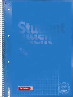 Productafbeelding van BRUNNEN 1067926133 Collegeblok Student Premium Colour Code A4, geruit, met rand, gelinieerd. 26 vel. Voorblad: azuurblauw