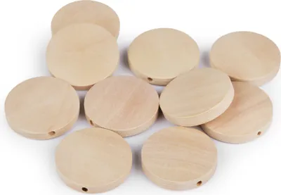 Produktbild von Holzperlen  flach 25mm natur rund  basteln Holz
