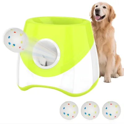 Produktbild von Automatischer Hundeballwerfer Grün – Interaktives Hundespielzeug mit 3 Tennisbällen – Wiederaufladbar & Tragbar