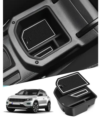 Zdjęcie produktu dla Pojemnik do przechowywania do środkowej konsoli dla VW T-Roc, lata produkcji 2018-2025, kolor biały, wykonany z ABS