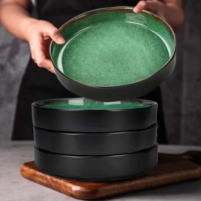 Imagen del producto de Juego de cuencos, de 4 piezas, de porcelana, color verde, para ensaladas y frutas