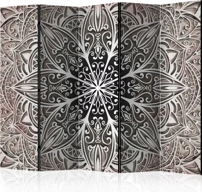 Produktbild von 5-teiliger Doppelseitiger Vlies Paravent - Feathers (Pink) II 225x172 cm Orient f-A-0638-z-c