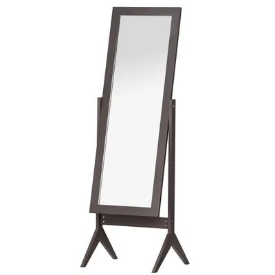Image de HOMCOM Miroir en Pied Grand Miroir de Sol Inclinaison réglable pour Dressing Chambre dim. 47L x 46l x 148H cm en Bois Brun Foncé