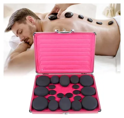 Produktbild von Hot Stone Massage Set, Professioneller Heizsteinwärmer 60-70℃, Massagesteine Set mit Wärmegerät für Entspannung und Spa (20 Steine)
