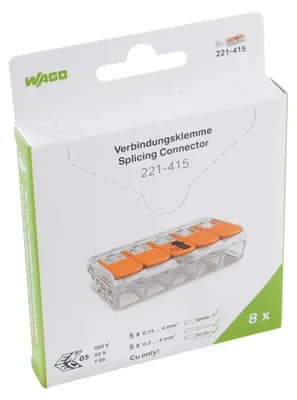 Image de Wago -Borne de connexion 5 - Chute Jusqu'à 4 Mm² - 221-415 - 8 Pièces Dans Des Bulles