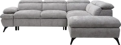Produktbild von Ecksofa mit Schlaffunktion - Ecke rechts - Strukturstoff - mit Rückenlehne - Grau - SURDELI