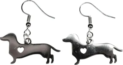 Produktbild von Dackel Hund mit Herz Ohrringe Ohrring Miniblings Hänger Hunde Teckel Edelstahl