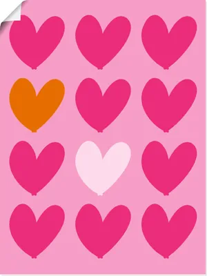 Produktbild von ARTland Poster Herzen auf pink Größe: 30x40 cm
