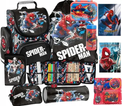 Produktbild von SPIDERMAN Schulranzen set 11in1 Ranzen rucksack Federmappe Turnbeutel SPIDER-MAN fur JUNGEN SET FÜR SCHULKINDER SCHULRANZEN + FEDERMAPPE + TURNBEUTEL