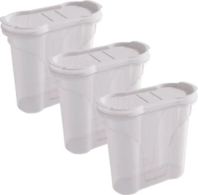 Produktbild von Novaliv Salzstreuer 3er SET Salz Vorratsdose zum Streuen 300 ml Maße (LxBxH): 11 x 5 x 11 cm Dosen für Gewürze mit Deckel Salz und Pfefferstreuer Paprika Gewürz Streuer Klein Streuer Gewürze Fein