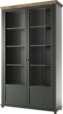 Immagine prodotto di Vetrina Elda in vetro 126x42x200cm verde/rovere Lefkas 2 ante