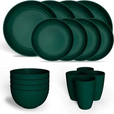 Produktbild von Famanu Camping Geschirrset 16-teilig - Leichtgrün