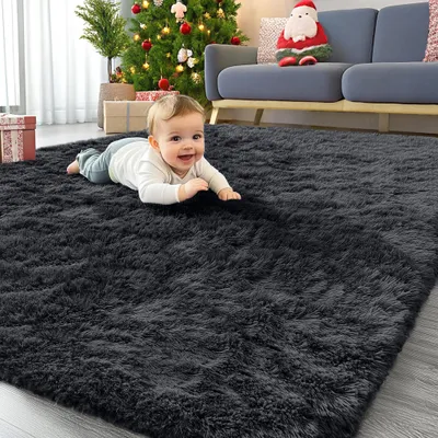 Produktbild von Hochfloriges Fluffy Teppich - Waschbar und Rutschfest für Wohnzimmer