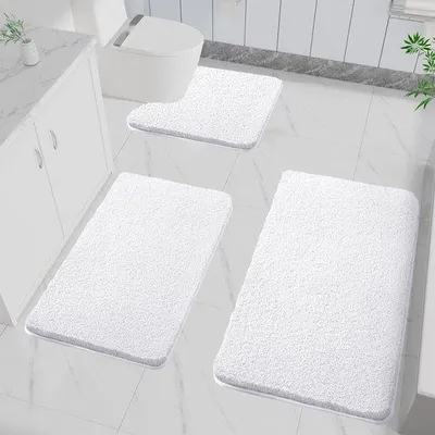 Obrázok produktu pre Mäkká, protiskluzová, prateľná kúpeľňová rohož, mikrovlákno, biela, kúpeľňa, sprcha