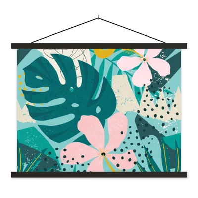 Produktbild von MuchoWow® Textilposter Pflanzen - Illustration - Pastell - Kinder - Mädchen - Kinder 120x90 cm mit schwarzem Rahmen - Aufhänger für Poster