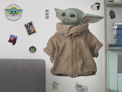 Produktbild von 19 Sticker, darunter 1 riesiger, wiederverwendbarer Sticker Mandalorian Baby Yoda alias Gr