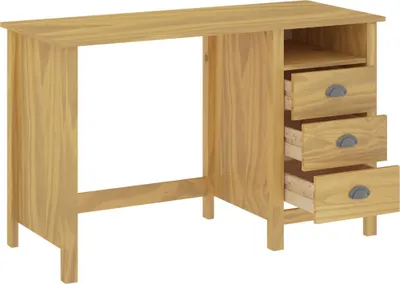 Produktbild von vidaXL Schreibtisch mit 3 Schubladen 120×50×74 cm Massivholz Kiefer