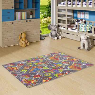 Produktbild von Kinder Spiel Teppich Straßenteppich 3D Big City Grau, Größe:400x500 cm