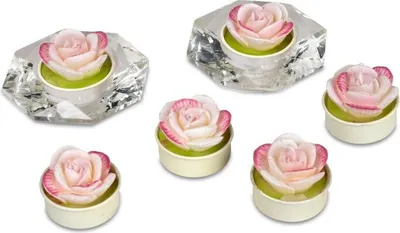 Produktbild von Dekorative Motivteelichter 1 Satz mit 6 Teelichter Motiv Rosen rosa