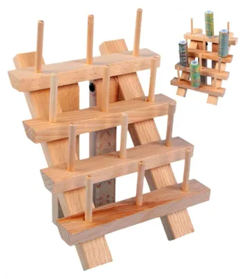Produktbild von Garnständer Aus Holz, Faltbares Nähaufbewahrungswerkzeug, Nähspulenhalter, Stickgarnständer, Manuelles Näh-DIY-aufbewahrungsregal