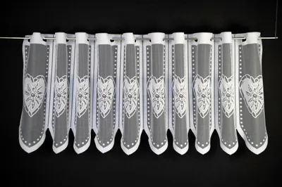 Produktbild von Gardinen Kranzusch Scheibengardine Edelweiß im Herz 45x180 cm H/B weiß Bistrogardine Vorhang Küche 1er Pack