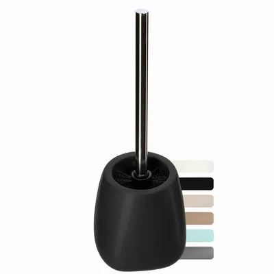 Produktbild von KADAX WC-Bürste mit Längere Griff mit Keramik Behälter "Palmi", Toilettenbürste, Schwarz, 1 Stück