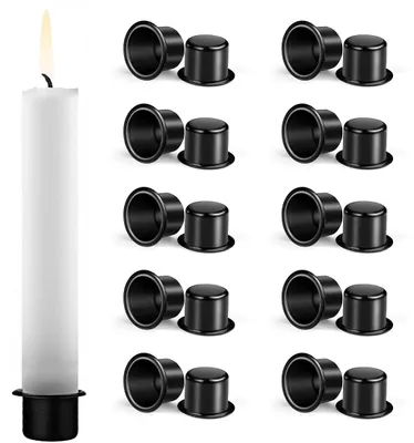 20er Set Kerzenhalter aus Metall, Schwarz, für Stabkerzen