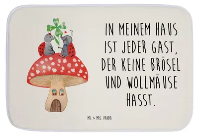 Produktbild von Mr. & Mrs. Panda Badezimmer Matte Marienkäfer Fliegenpilz - Weiß - Geschenk, duschmatte, Badteppich, Haus, Badezimmerteppich, Badematte, Zuhause, Wohnung, Fleigenpilzhaus