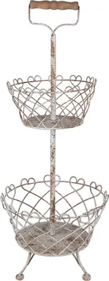 Obrázok produktu pre Clayre & Eef Etagere Ø 28x74 cm Bielo-hnedý kov