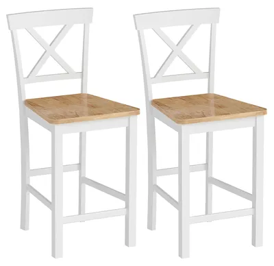 Image de Lot de 2 tabourets de bar HOMCOM : tabourets de cuisine avec dossier et repose-pieds