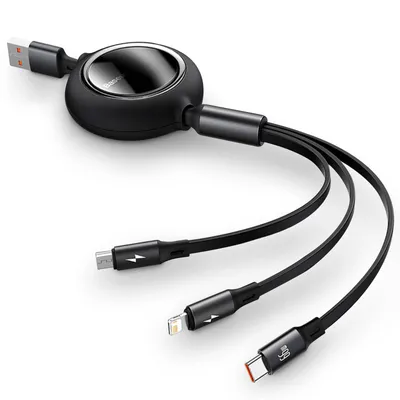 Obrázok produktu pre USB kábel 3v1 Baseus Bright Mirror, USB na micro USB, USB-C, Lightning, 66W, 1,2m (čierny)