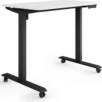 Produktbild von ESMART Germany ETX-121BW 100 x 60 cm Weiß Ergonomischer Steh-Sitz-Schreibtisch auf Rollen Stufenlos elektrisch höhenverstellbar 78,5 - 128,5 cm 3x Memory USB Ladeport Aktivitätserinnerung