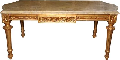 Produktbild von Casa Padrino Barock Couchtisch Gold mit cremefarbener Marmorplatte 108 x 55 cm - Limited Edition