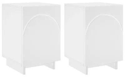 Zdjęcie produktu dla Dwie szafki nocne, białe, wymiary: 33,5 x 34,5 x 50 cm, materiał: płyta wiórowa