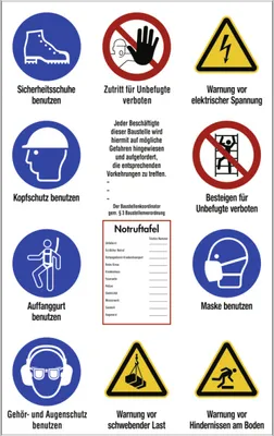Produktbild von Dreifke® Baustellen-Sicherheitsschild nach ISO 7010, Planenstoff, 750x1200 mm