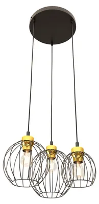 Obrázok produktu pre Závesná lampa NANDO z čiernej a zlatej ocele