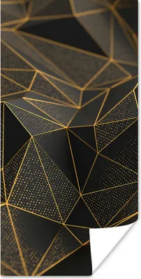 Produktbild von MuchoWow® Poster Abstrakt - Gold - 3D - Luxus - Kunst 80x160 cm - Kinderzimmer