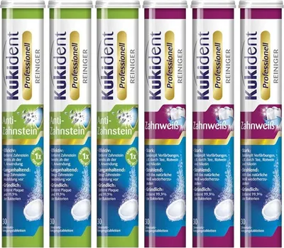 Produktbild von Kukident Professionell Anti-Zahnstein 3x30 & Zahnweiß-Tabs 3x30